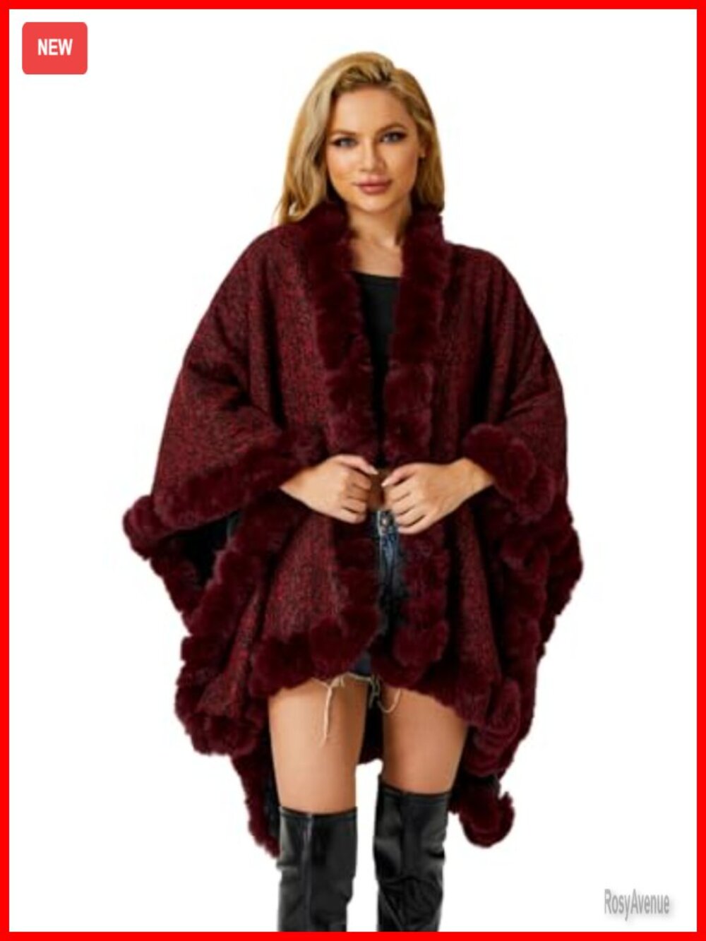 Faux Fur Knit Wrap Shawl Scarf Stole Cape Winter Wedding